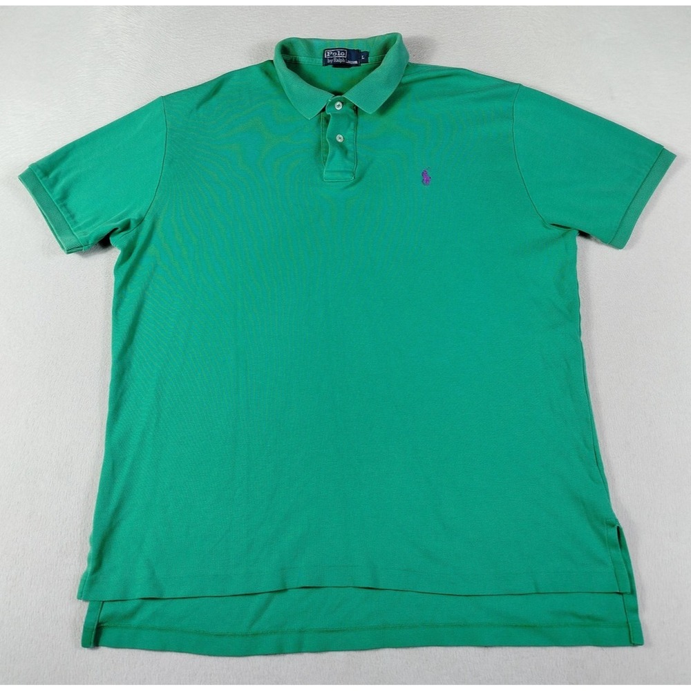 Vintage Polo By Ralph Lauren Polo Shirt Men Large Green Pique Cotton Pony Preppy